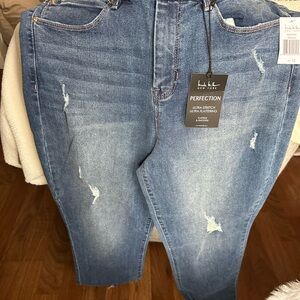 Soho Medium Blue Distressed High Rise Jeans